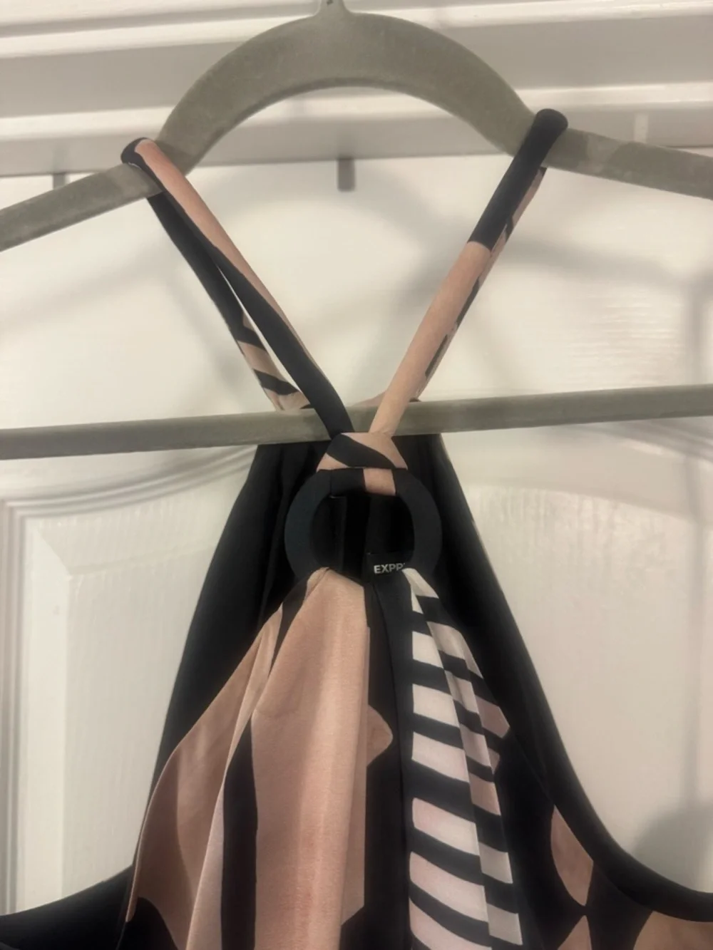 Express Black and Blush Halter Maxi Dress - Picture 5 of 16
